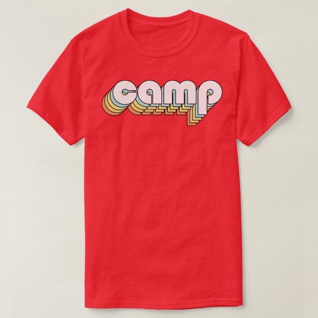 Camp Retro Rainbow Typography Faded Style T-Shirt (Design Front)