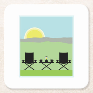 Camp Scene Square Paper Coaster