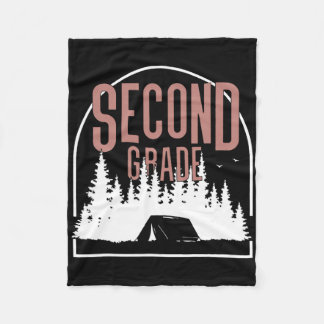 Camp Second Grade Camping Teacher 2nd Grade Back T Fleece Blanket