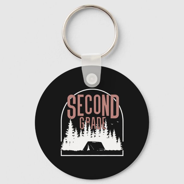 Camp Second Grade Camping Teacher 2nd Grade Back T Key Ring (Front)