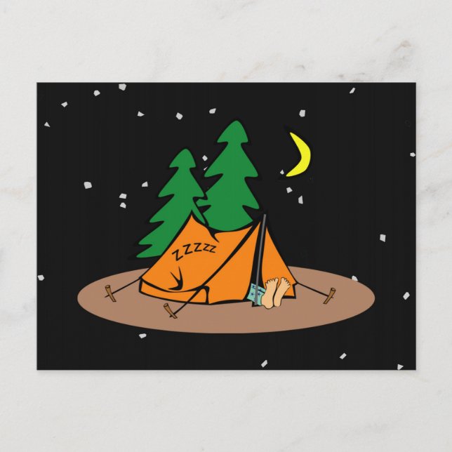 Camp Snore ~ Black & Starlike Background Postcard (Front)