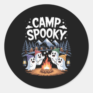 Camp Spooky Halloween Camping Hiking Men Women Kid Classic Round Sticker