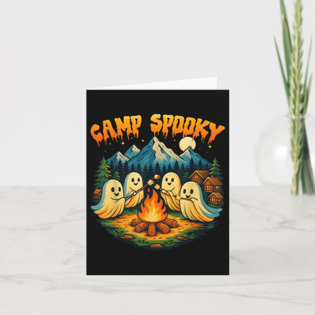 Camp Spooky Summerween Summer Halloween Cute Ghost Card (Front)