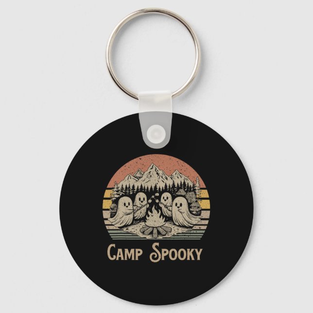 Camp Spooky Summerween Summer Halloween Cute Ghost Key Ring (Front)