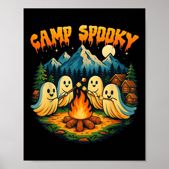 Camp Spooky Summerween Summer Halloween Cute Ghost Poster (Front)