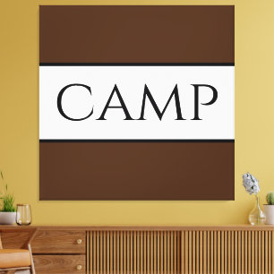 CAMP Sporty Retro Bold Brown White Wide Stripes Canvas Print