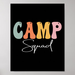 Camp Squad Retro Groovy Vintage Happy First Day Of Poster
