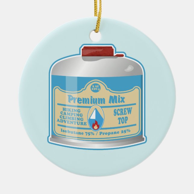 Camp stove fuel canistier propane isobutane ceramic ornament (Front)