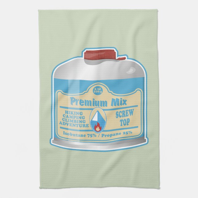 Camp stove fuel canistier propane isobutane tea towel (Vertical)