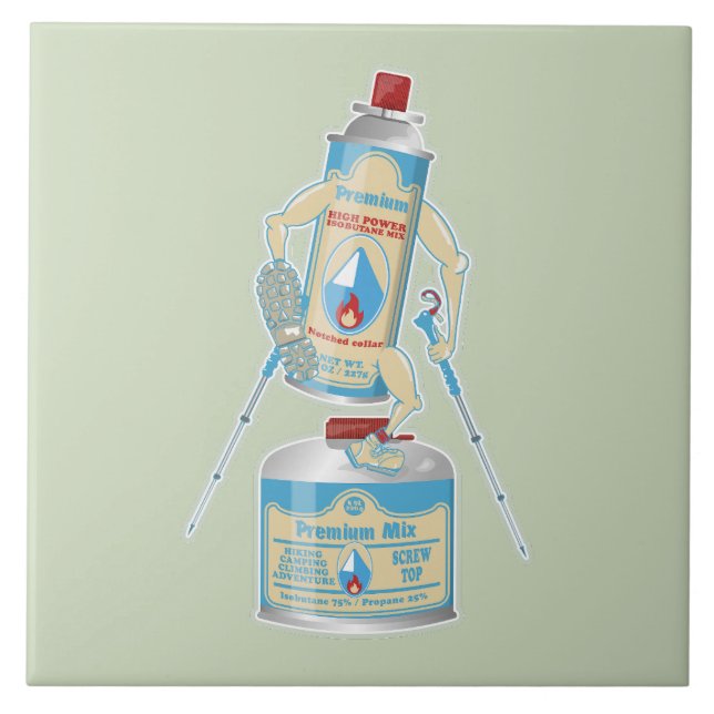 Camp stove gas canisters funny hiking ceramic tile (Front)