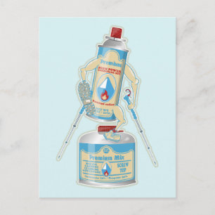 Camp stove gas canisters funny hiking postcard