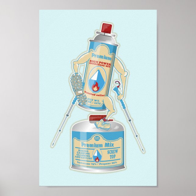 Camp stove gas canisters funny hiking poster (Front)