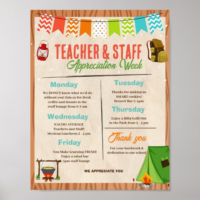 Camp Teacher and Staff Appreciation template Poster (Front)