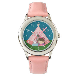 Camp Teepee Tent Bunny Girls Personalised Watch