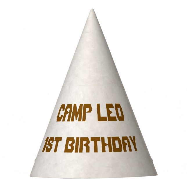 Camp Theme 1st Birthday Cone Party Hat (Front)