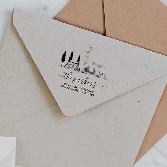 Camp Theme | Family Name Signature Return Address Rubber Stamp (Creator Uploaded)