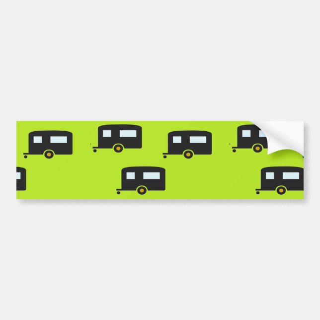 Camp trailers on green bumper sticker (Front)