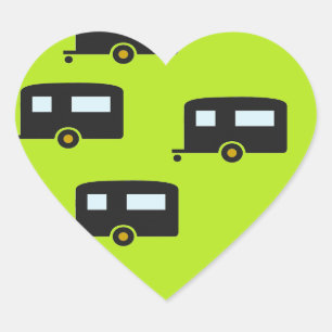 Camp trailers on green heart sticker
