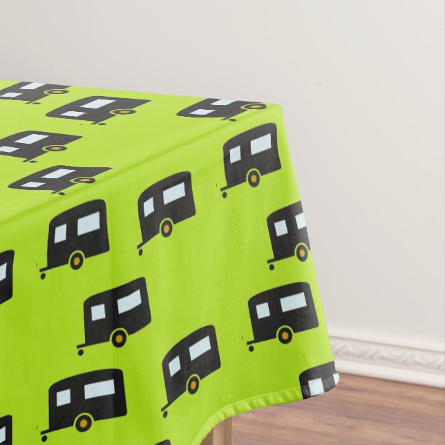 Camp trailers on green tablecloth (In Situ)