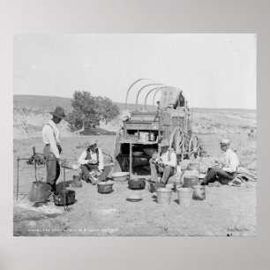 Camp Wagon On A Texas Roundup Poster