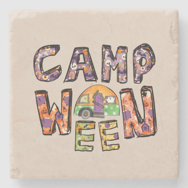 Camp Ween Halloween Camper Design Stone Coaster (Front)