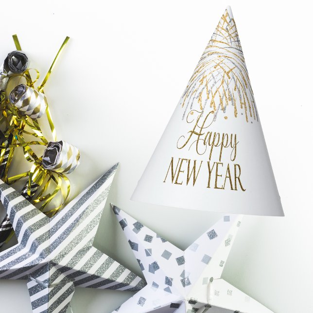 Campagne White & Gold New Year's Eve Party Hat (How cute are these party hats! Grab them now in preparation for your NYE party!)
