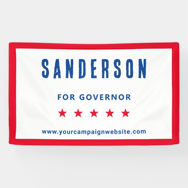 Campaign Name Red White Blue Political Election Banner (Horizontal)