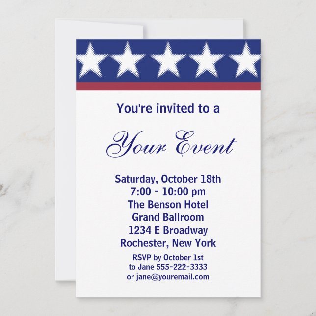 Campaign Party Invitation or 4th of July Party (Front)