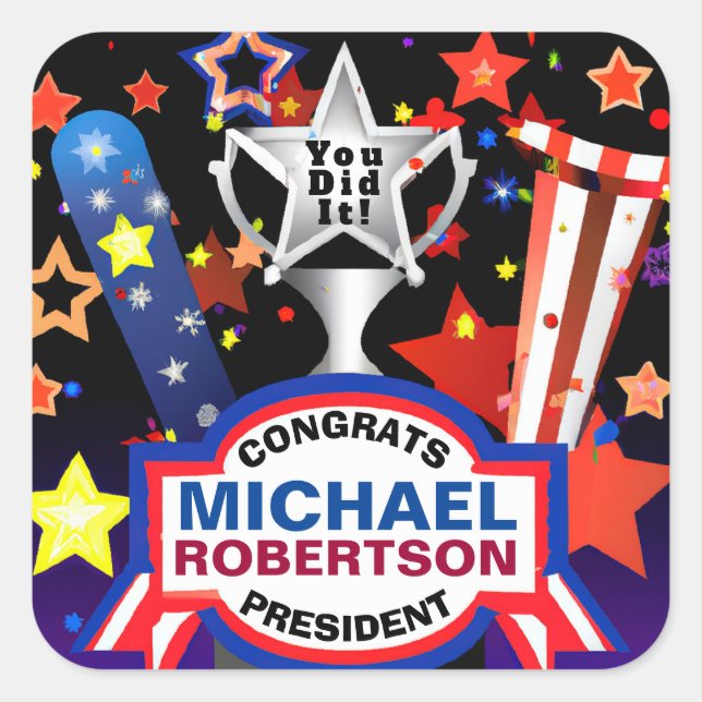 Campaign Winner Congratulations Square Sticker (Front)