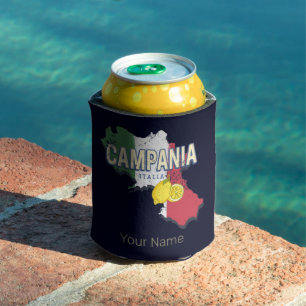 Campania Italy Retro Region Map Vintage Souvenir Can Cooler