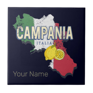 Campania Italy Retro Region Map Vintage Souvenir Ceramic Tile