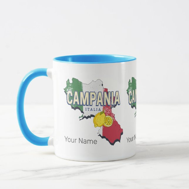 Campania Italy Retro Region Map Vintage Souvenir Mug (Left)