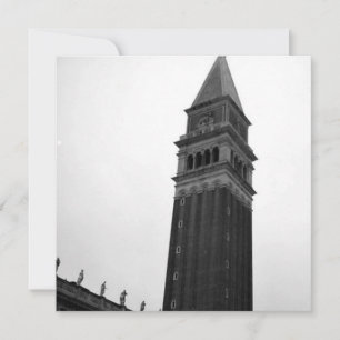 Campanile Piazza San Marco Black White Italy Tour Holiday Card
