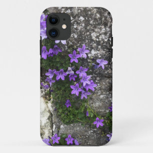 Campanula Flowers Growing on a Wall iPhone 11 Case