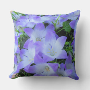 Campanula Purple White Bellflowers Photograph Cushion