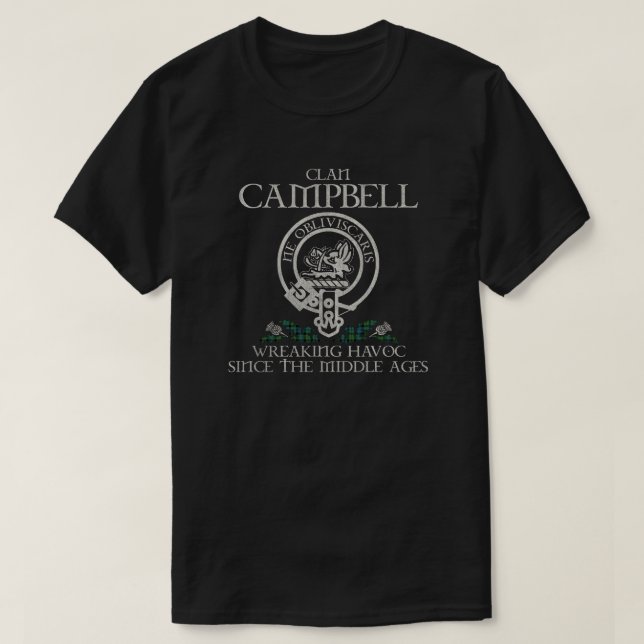 Campbell 42nd Clan crest Scottish surname tartan T T-Shirt (Design Front)
