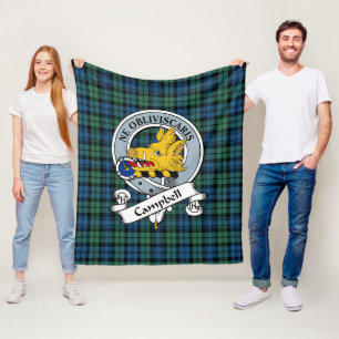 Campbell Ancient Clan Badge Tartan Plaid Fleece Blanket