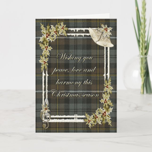Campbell Argyle Weathered Tartan Christmas Holiday Card (Front)