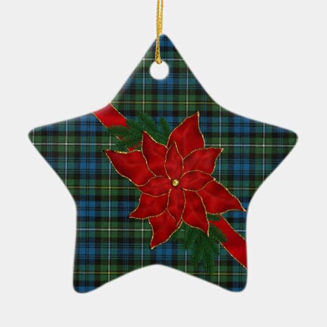 Campbell Argyll Ancient Scottish Tartan Pattern Ceramic Ornament (Front)