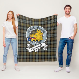 Campbell Argyll Weathered Clan Badge Tartan Plaid Fleece Blanket