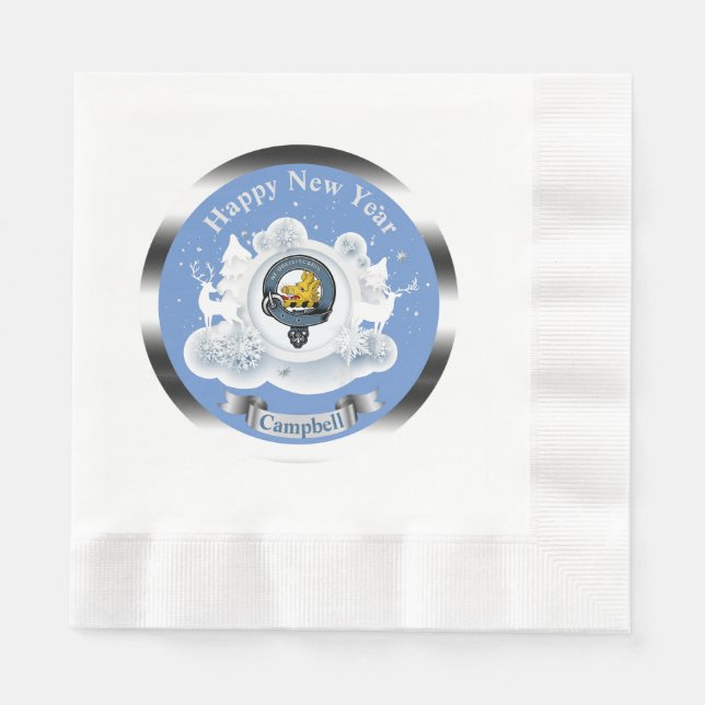 Campbell Clan Badge Personalise Winter Napkin (Front)