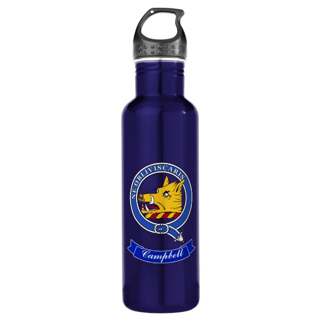 Campbell Clan Badge Personalised 710 Ml Water Bottle (Front)
