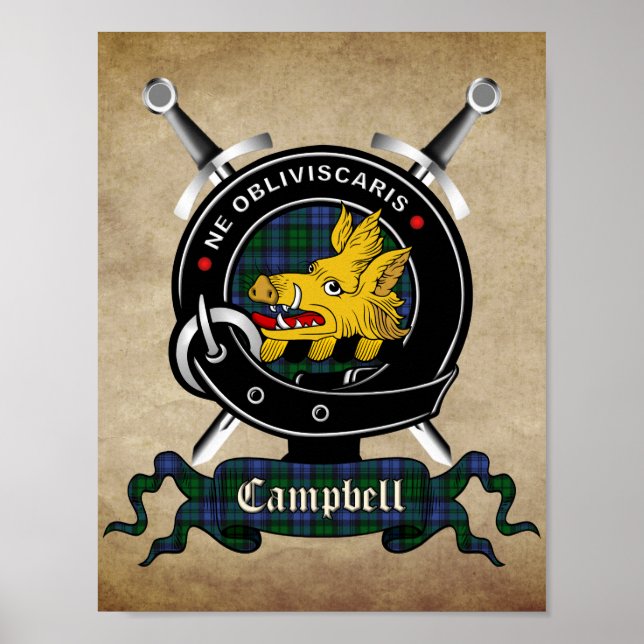 Campbell Clan Badge & Tartan 8.5x11 Poster (Front)