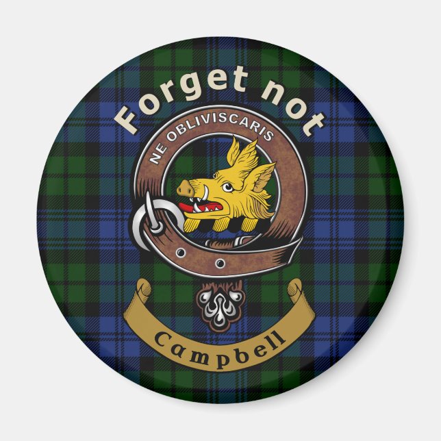 Campbell Clan Badge & Tartan Magnet (Front)
