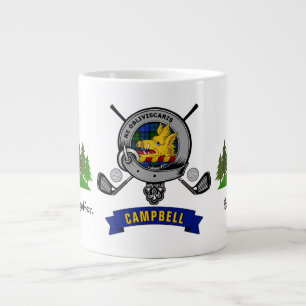 Campbell Clan Badge & Tartan Personalised Golf Large Coffee Mug