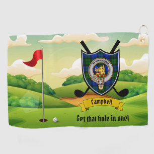 Campbell Clan Badge & Tartan Personalised Golf Towel