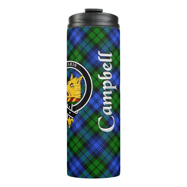 Campbell Clan Badge & Tartan Thermal Tumbler (Front)