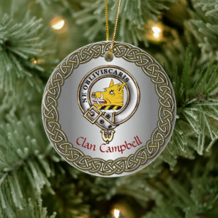Campbell Clan Badge & Tartan Thistle Personalised Ceramic Ornament