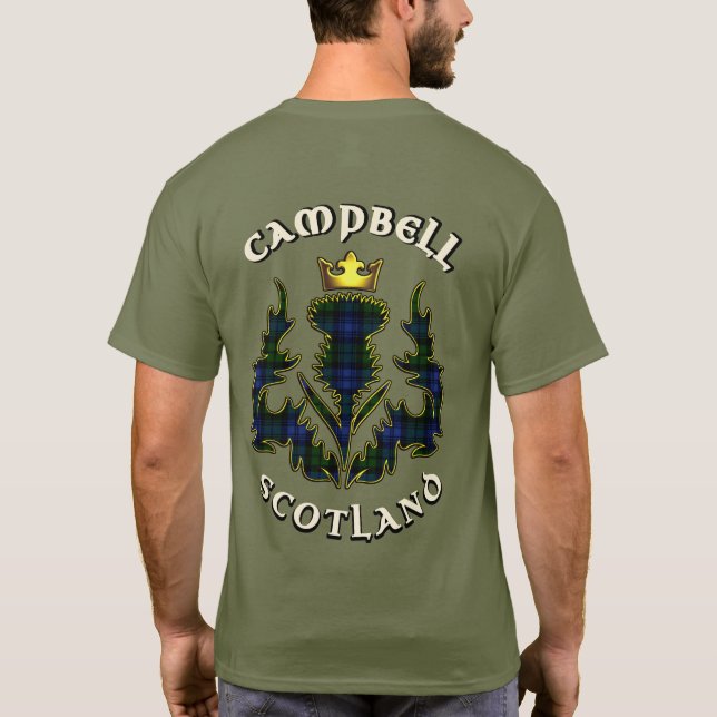 Campbell Clan Badge & Tartan w/Motto T-Shirt (Back)