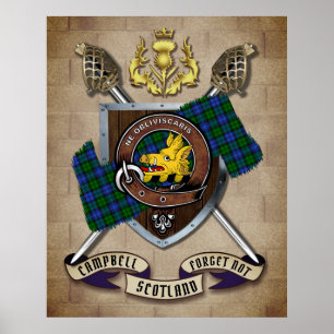 Campbell Clan Badge W/Crossed Swords   Poster